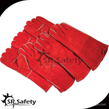 SRSAFETY guantes de cuero de soldadura de vaca roja